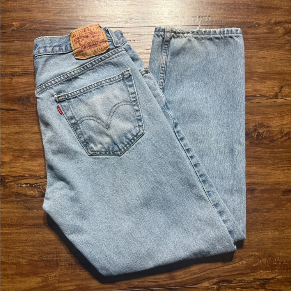 Levi’s 505 Regular Fit Jeans Mens 34x30 Light Wash Straight Leg Vintage